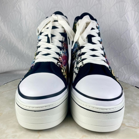 D’Amelio High Top Platform Retro Sneakers Sz 8 Black Graffiti Eyekonn Y2K Shoes - Picture 4 of 11